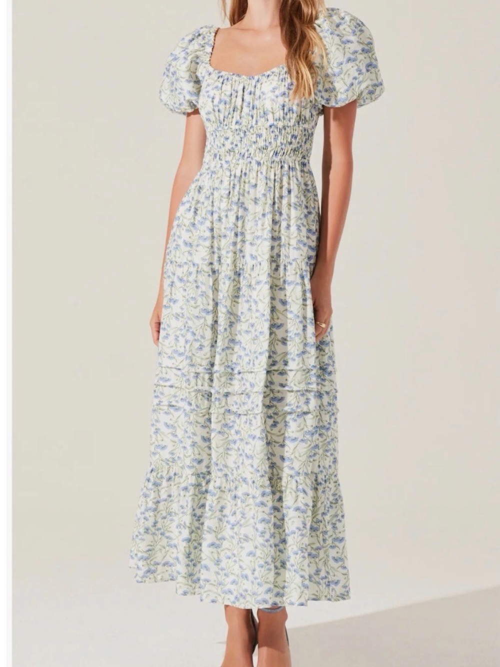 ASTR the Label Florentina Floral Print Smocked Dress